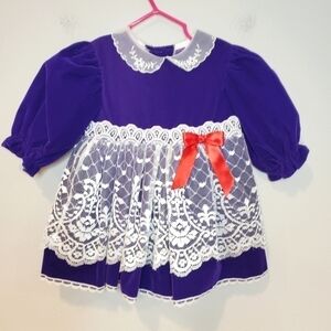 Purple Velvet and Lace Vintage Dress 24 months